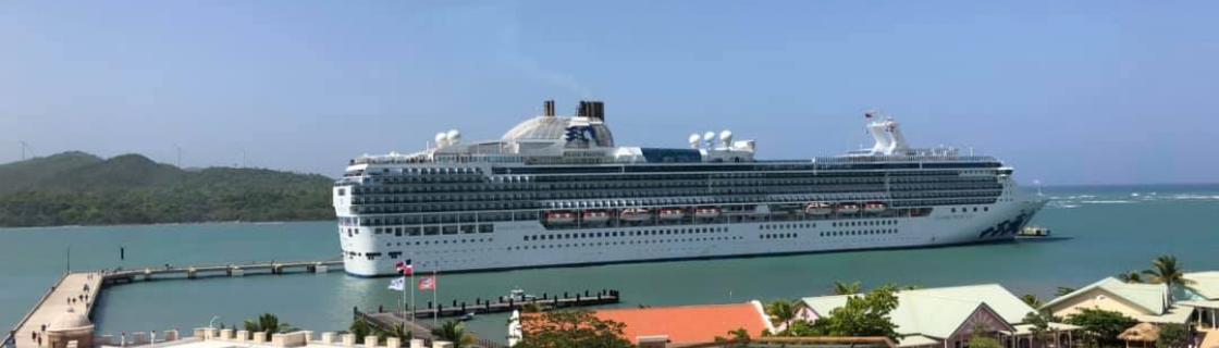 cruise ship docked at the port of Amber Cove, Dominican Republic