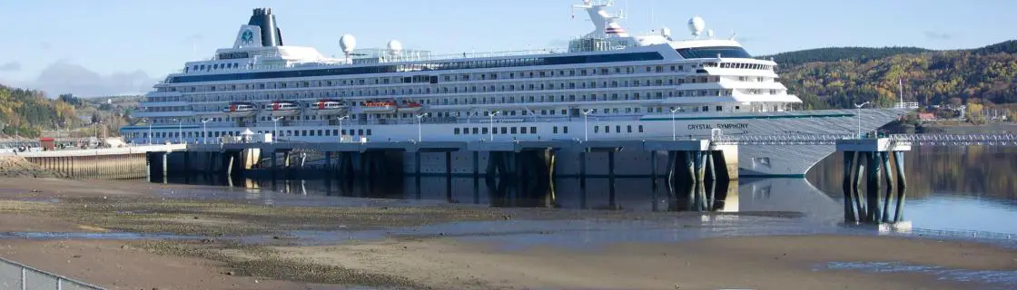 Cruise ship docked at the port of Baie-Comeau, Quebec