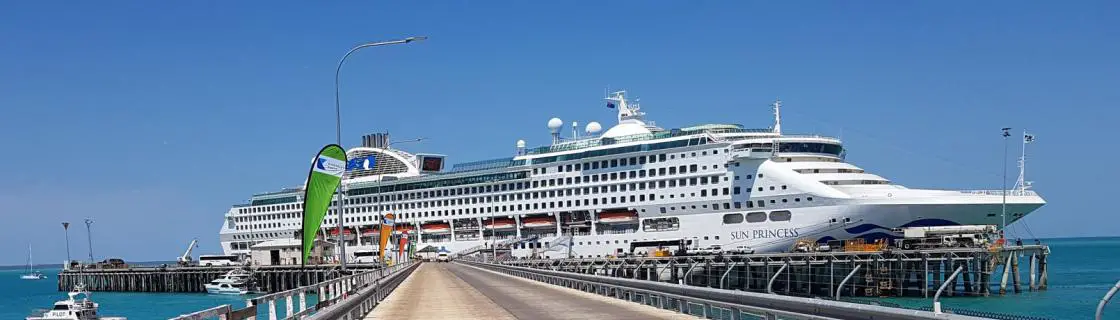 Princess cruise ship docked at the port of Broome, Australia