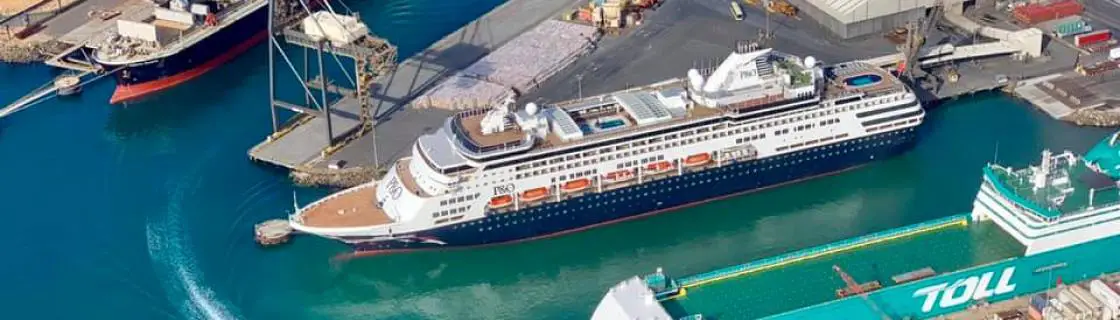 Cruise ship docked at the port of Burnie, Tasmania