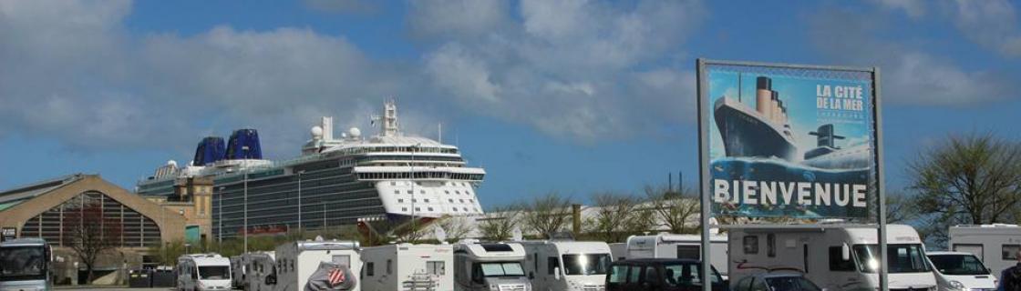 cruise ship docked at the port of Cherbourg, France