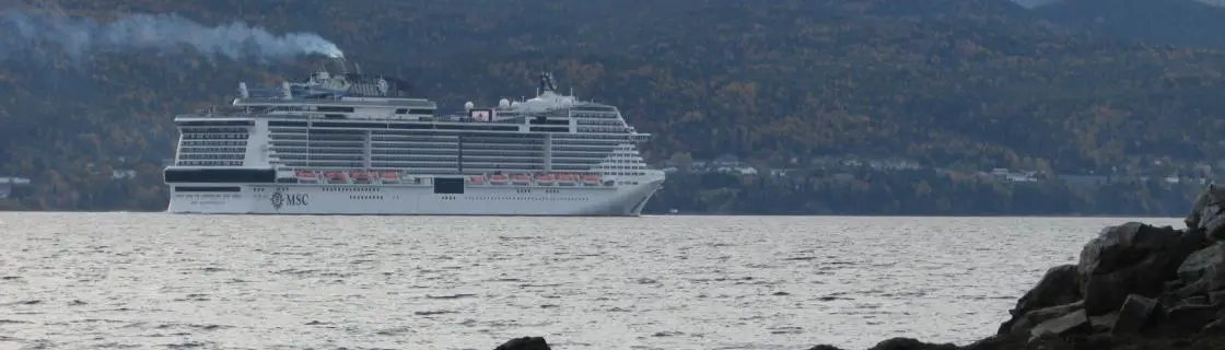 Cruise ship docked at the port of Corner Brook, Newfoundland