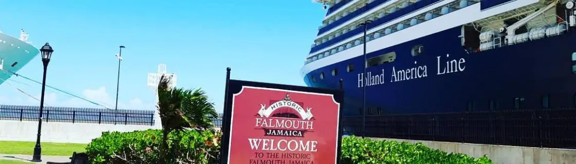 Cruise ship docked at the port of Falmouth, Jamaica