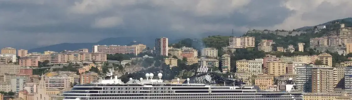 Cruise ship docked at the port of Genoa, Italy