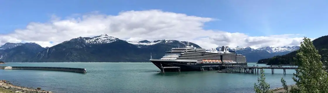 Cruise ship docked at the port of Haines, Alaska