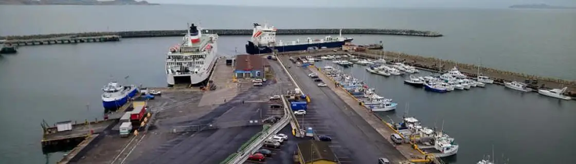 Cruise ship docked at the port of Iles de la Madeleine, Quebec