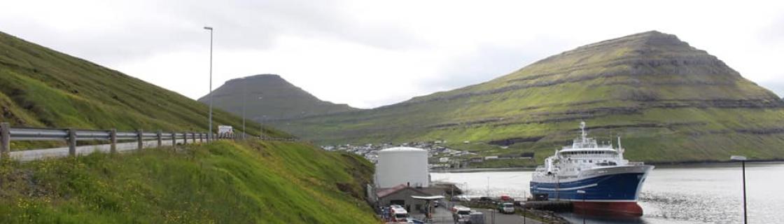 cruise ship docked at the port of Klaksvik, Faroe Islands