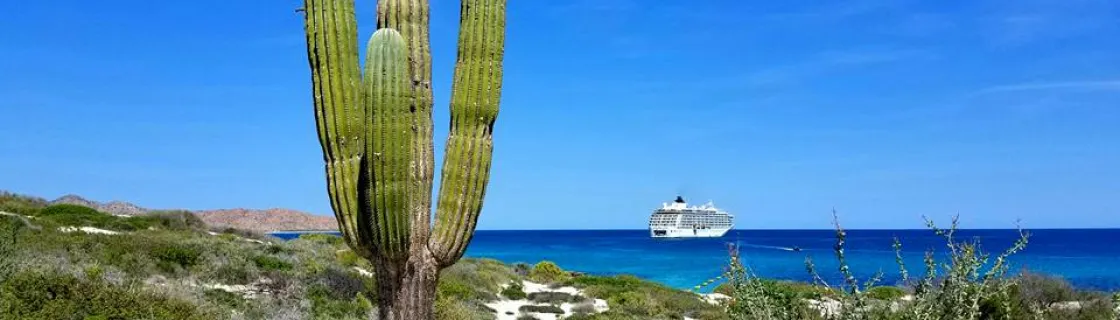 Cruise ship docked at the port of La Paz, Mexico