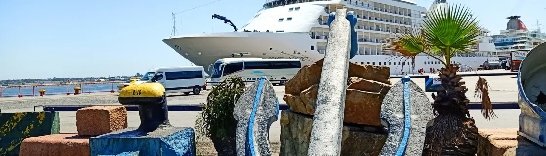 cruise ship docked at the port of Montevideo, Uruguay