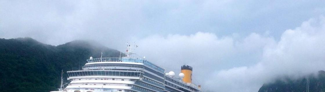 Costa cruise ship docked at the port of Pago Pago, American Samoa