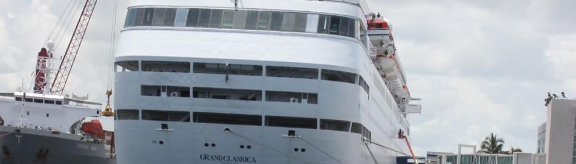 Cruise ship docked at the port of Palm Beach, Florida