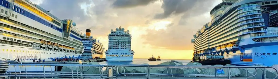 Cruise ships docked at the port of Philipsburg, St. Maarten