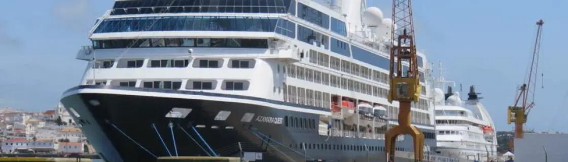 Cruise ship docked at the port of Portimao, Portugal