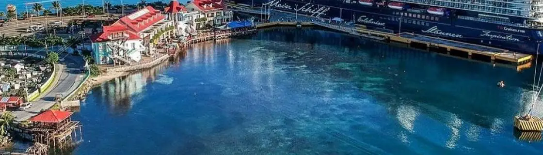 Cruise ship docked at the port of Roatan, Honduras