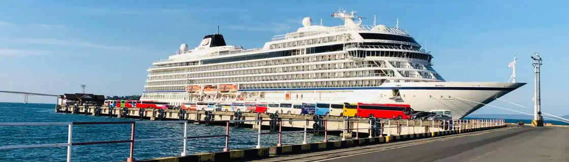 cruise ship docked at the port of Sihanoukville, Cambodia