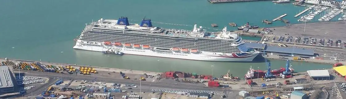 P&O Cruises cruise ship docked at the port of Southampton, England