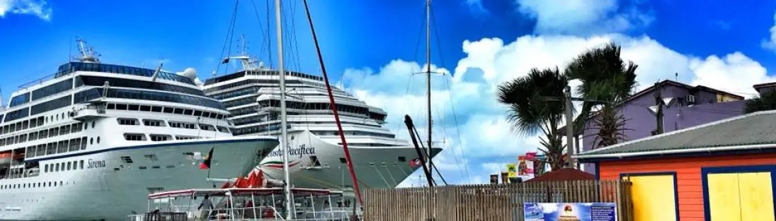 Carnival cruise ships docked at the port of St Johns, Antigua