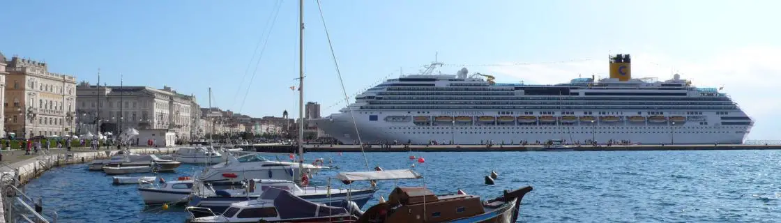 Cruise ship docked at the port of Trieste, Italy