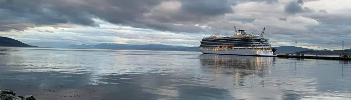 Viking cruise ship docked at the port of Ushuaia, Argentina