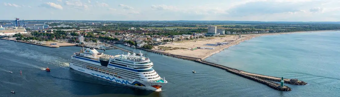 Cruise ship sailing from the port of Warnemunde, Germany