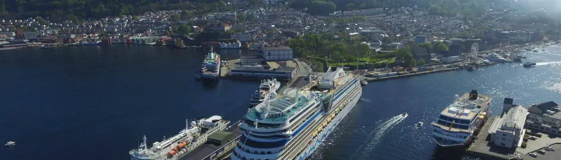 Cruise ships docked at the port of Bergen, Norway