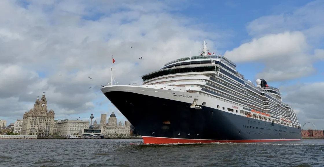 Cunard Line Queen Victoria cruise ship sailing to homeport