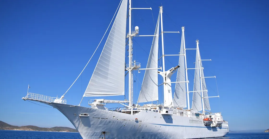 Wind Star cruise ship sailing from home port